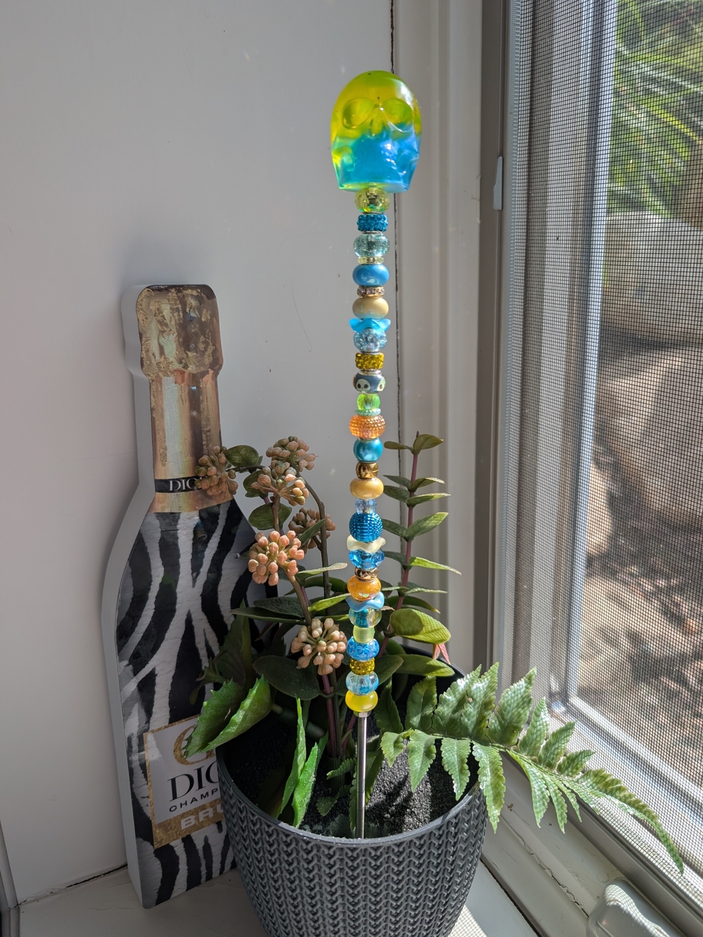 Hand Made Fairy Wand/Plant/Garden Stake W/Resin Skull Topper 💀